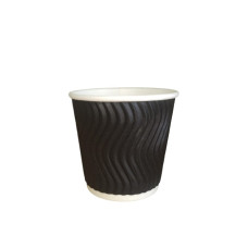 Стакан гофрированный 110 мл. Ripple Wave чёрный, рукав 25 шт.