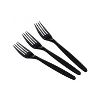 Одноразові пластикові виделки 18 см, чорні, 100 шт.