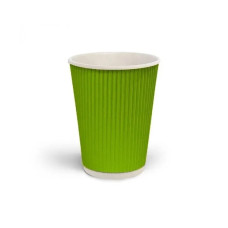Стакан гофрированный 400 мл. зелёный, рукав 25 шт.