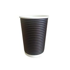 Стакан гофрированный 340 мл. Ripple Spiral чёрный, рукав 25 шт.