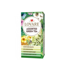 Чай зелений пакетований набір Lovare "Зелений Асорті", 24 пакетики