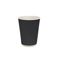 Стакан гофрированный 185 мл. чёрный, рукав 25 шт.
