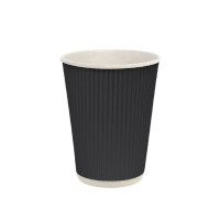 Стакан гофрированный 400 мл. чёрный, рукав 25 шт.